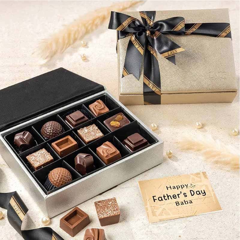 Silver Leather Box 12-Pieces Chocolates