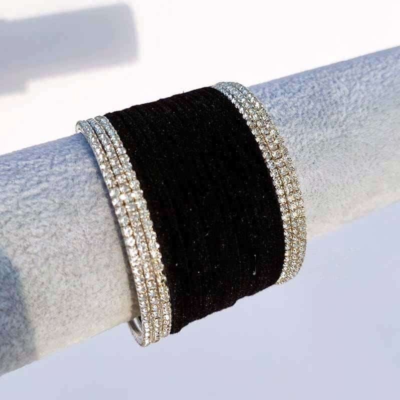 Black Velvet Metal Bangle Set