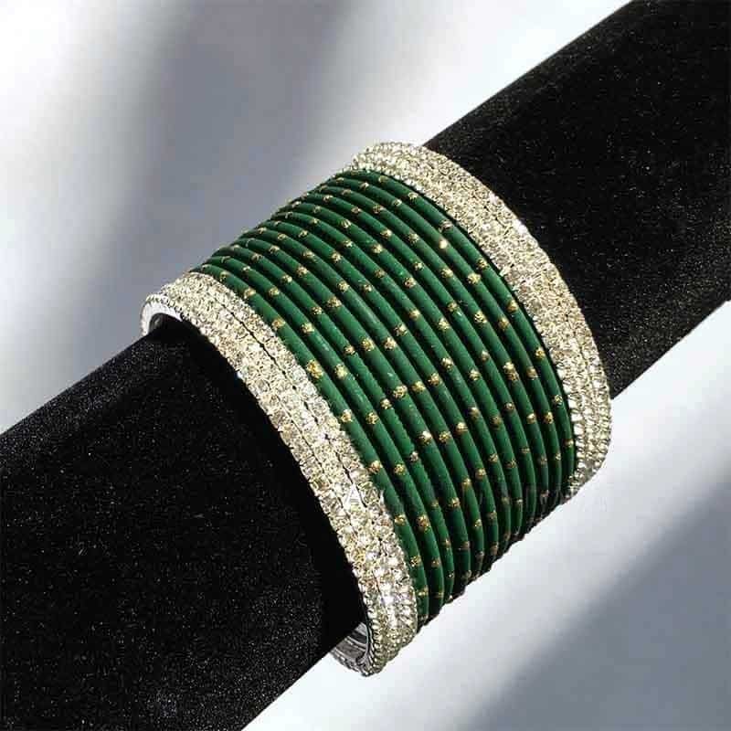 Bottle Green Metal Bangle Set