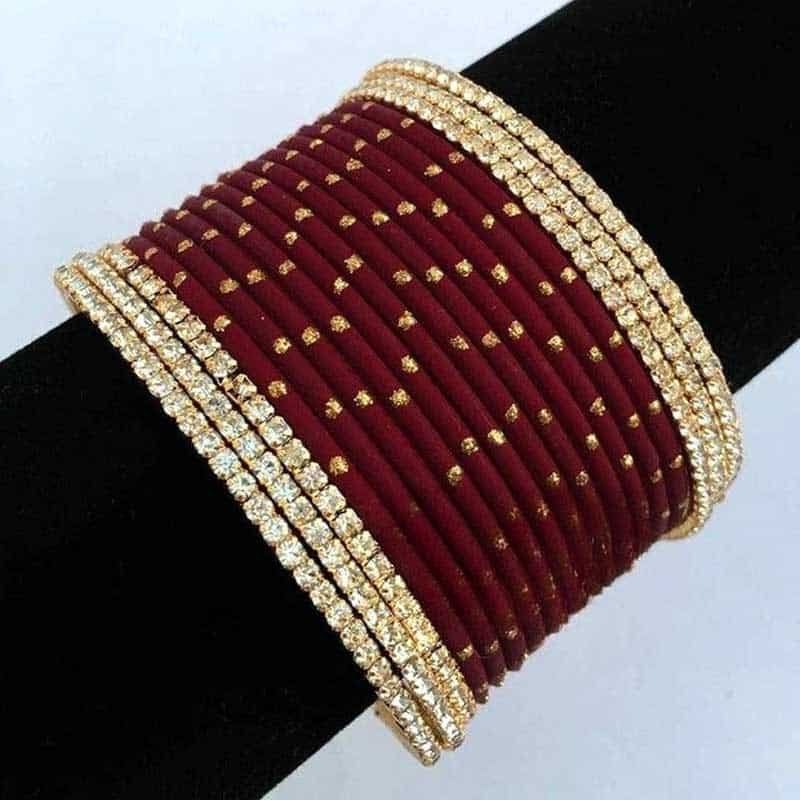 Maroon Metal Bangle Set