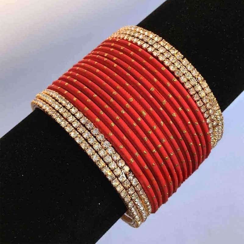 Red Metal Bangle Set