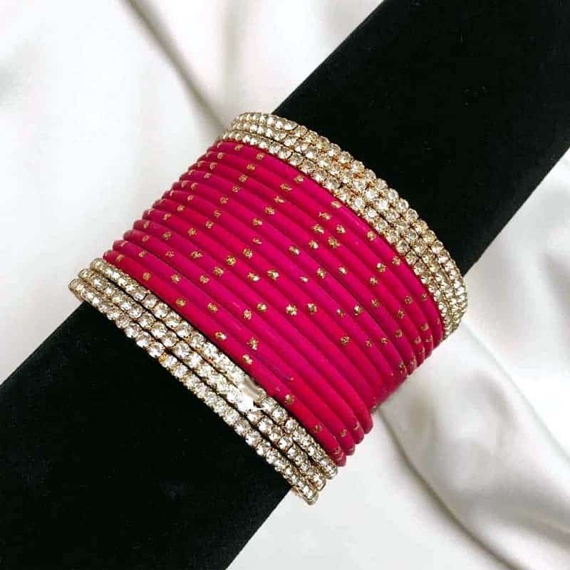 Shocking Pink Metal Bangle Set